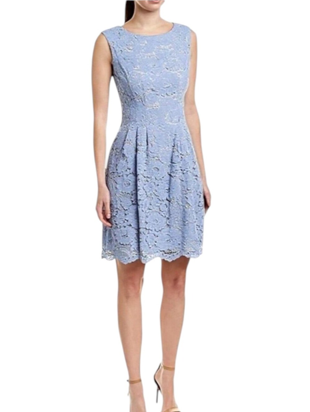 New Vince Camuto Light Blue Lace Fit-and-Flare Dress Sleeveless Soft Girl Sz 8
